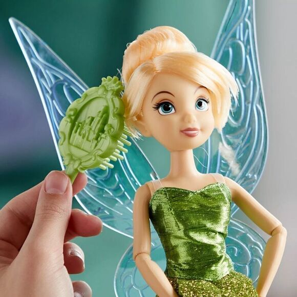 Tinker Bell Classic Doll & Brush Disney Store Peter Pan 10'' NIB Sealed NEW - Picture 8 of 9